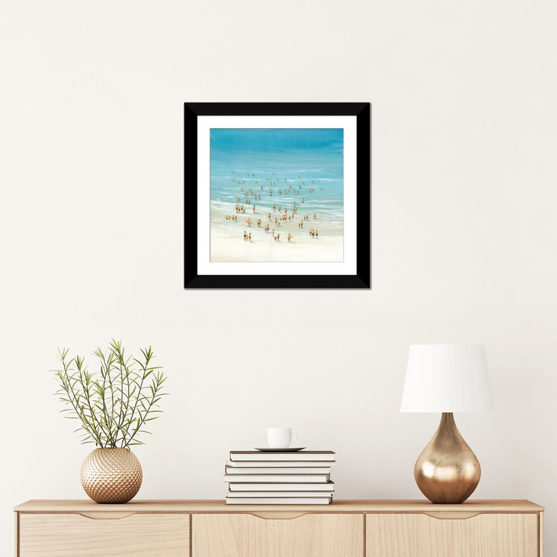 « ocean nage ii », impression sur toile, Papier d'art encadré noir, Blanc, H 24 po x l 24 po x P 1 po