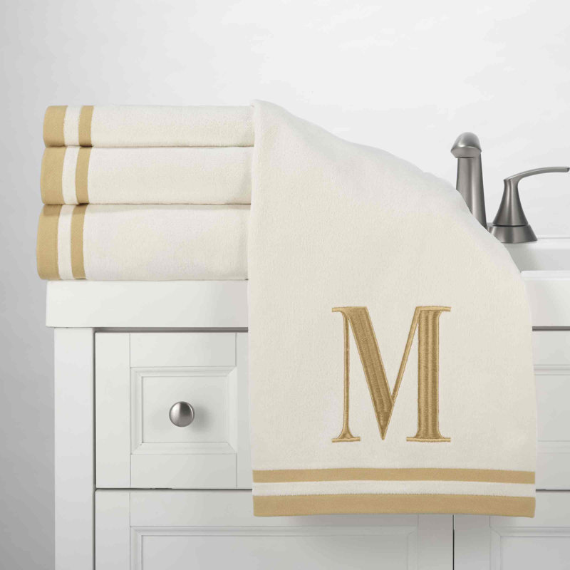 IVR/GLD Monogram Towel Set, Ivory, 3 Piece Towel Set