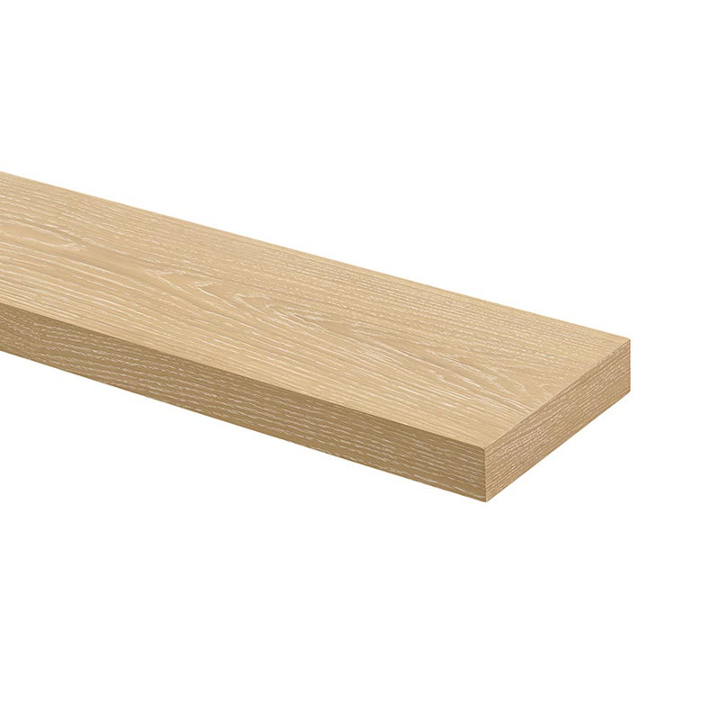 Alma White Oak Wood Floating Shelf, 72", Whitewash Stain