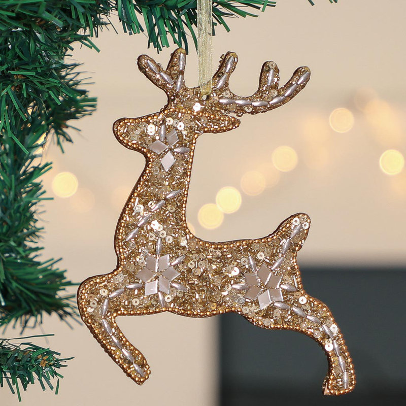 15cm Handmade Metal Animals Hanging Figurine Ornament, Gold