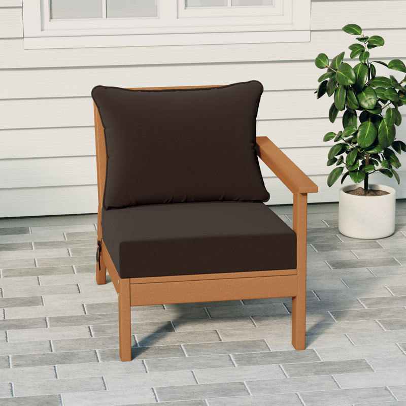 Fauteuil à assise profonde avec coussins profonds, Brun, Teak