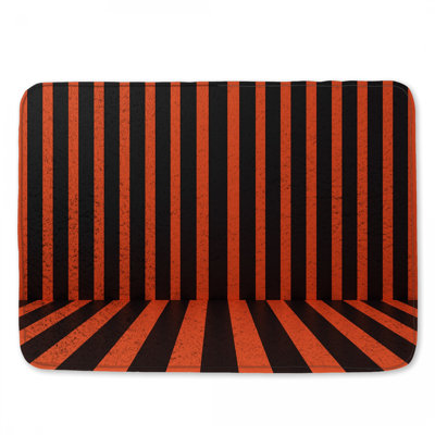 Black And Orange Stripes Bath Mat