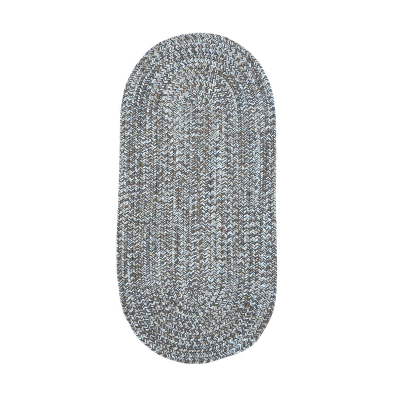 Lakeicha Hand Crafted Machine Braided Polypropylene Plastic Indoor / Outdoor Area Rug in Beige/White/Grey, Runner 2' x 11'