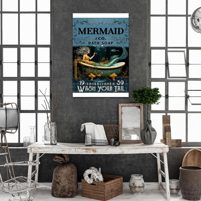 Mermaid Bath Soap - 1 Piece Rectangle Graphic Art " Mermaid Bath Soap ", H 14 po x l 11 po x P 1,25 po