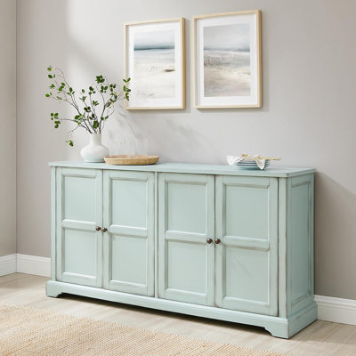 Buffet Traditional, armoire de rangement bleue patinée