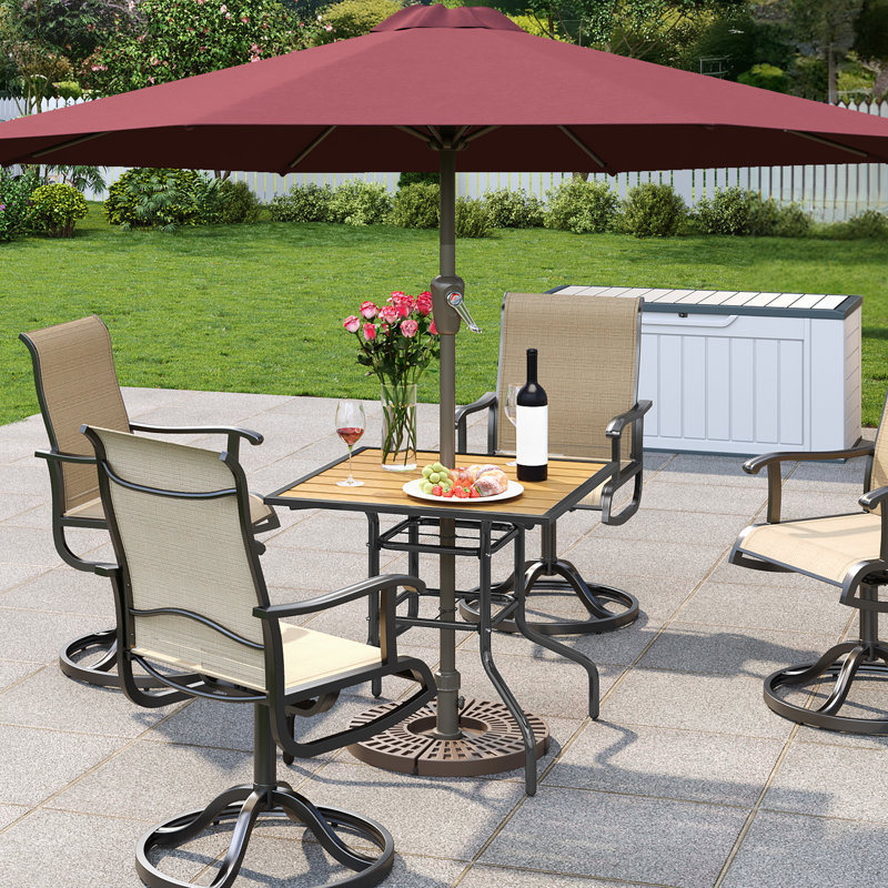 Aadu 58cm Square Outdoor Dining Table with 4.2cm Umbrella Hole