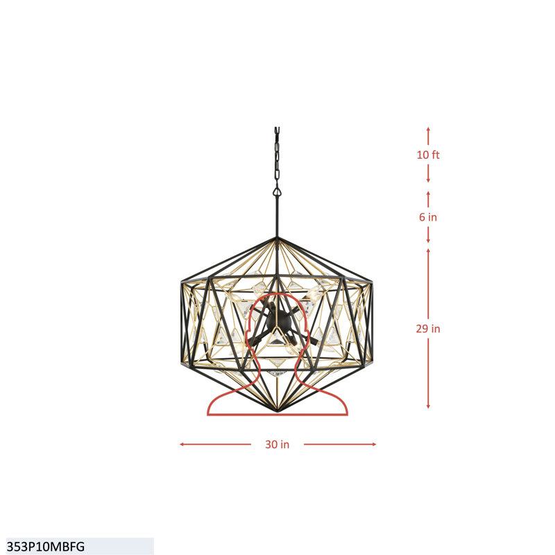Luminaire suspendu 10 lumières Marcia, 10