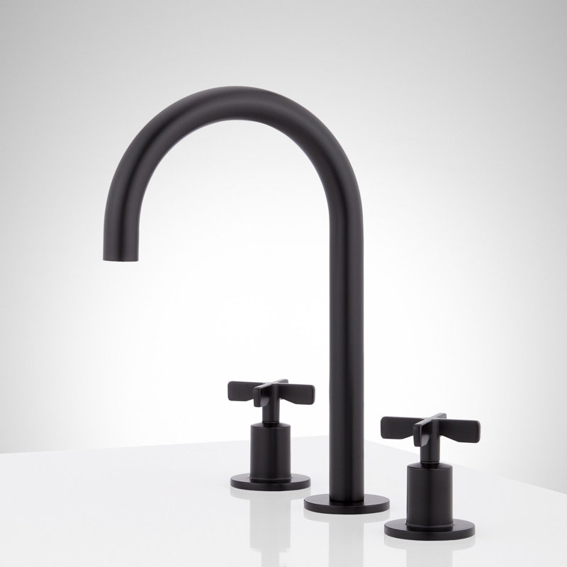 Vassor 1.2 GPM Widespread Bathroom Faucet, Matte Black