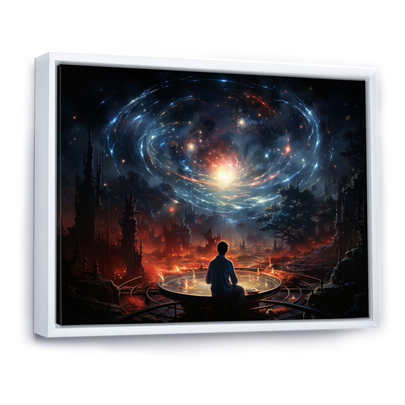 Marieke " Galaxy Luminous Voyage ", H 30 po x l 40 po x P 1,5 po, Cadre flottant blanc