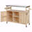 Natural Rolling Outdoor Kitchen Island, Solid Fir Wood Bar Cart with Stainless Steel Top-1839399503