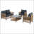 Patio 4 Pieces Brown Pe Wicker Sofa Set with Grey Cushion