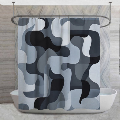 Rideau de douche à courbes abstraites - Décoration de salle de bain abstraite minimaliste