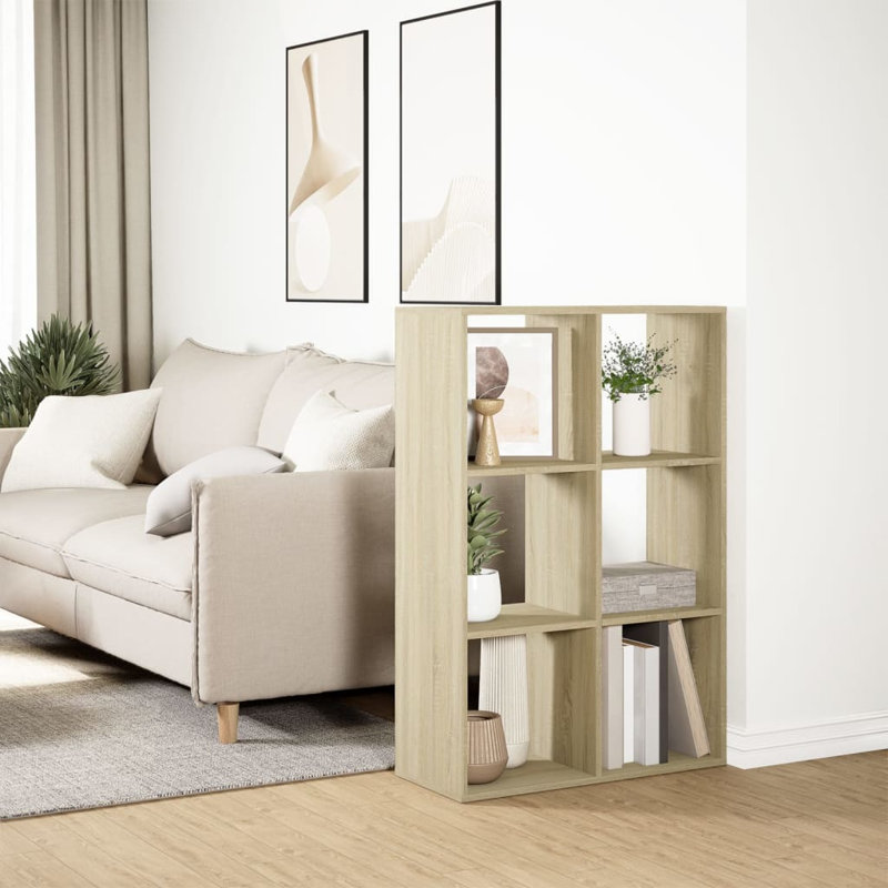 Sazya 69.5cm W Bookcase, Sonoma Oak, (3 Shelves) 103.5cm H x 69.5cm W x 29cm D
