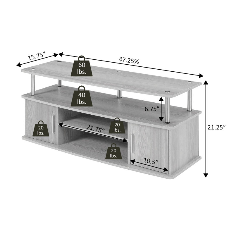 Edwin TV Stand for TVs up to 55" with Cabinets and Shelves, Cherry/Black