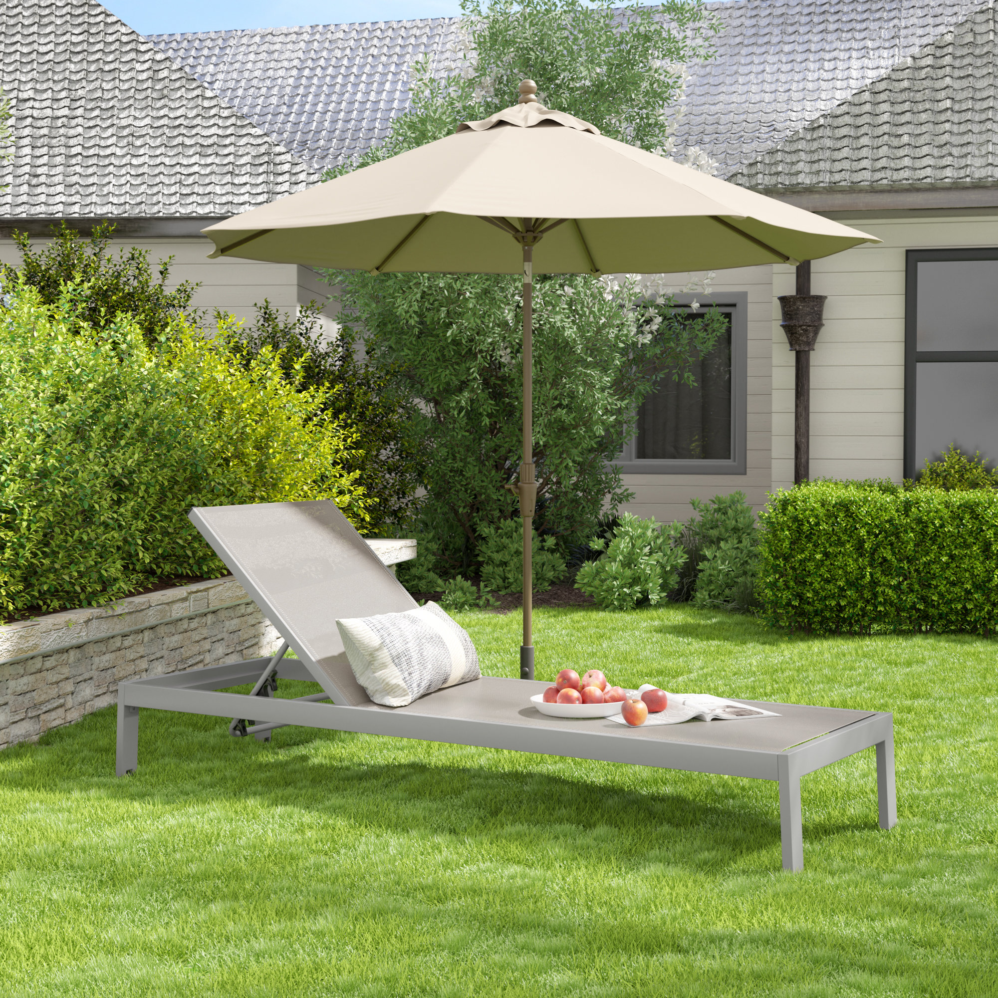Mays Outdoor Aluminum Chaise Lounge