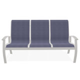 Belle Isle Sling Aluminum Frame 3-Seat Sofa with Marine Grade Polymer Arm Accent