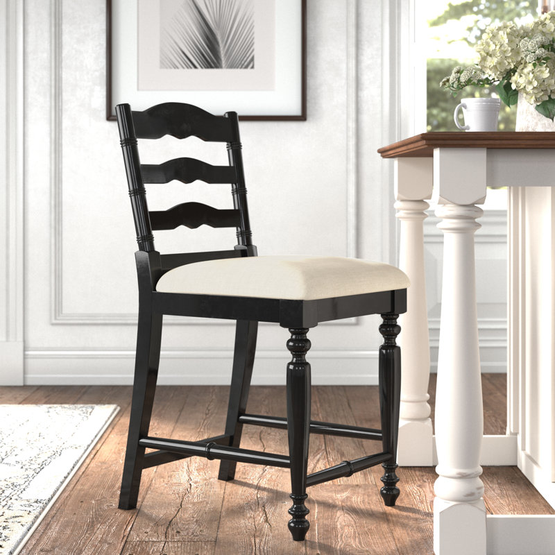 Atalanti Ladder Back Counter/Bar Stool, Counter Stool (25" Seat Height), Distressed Beige