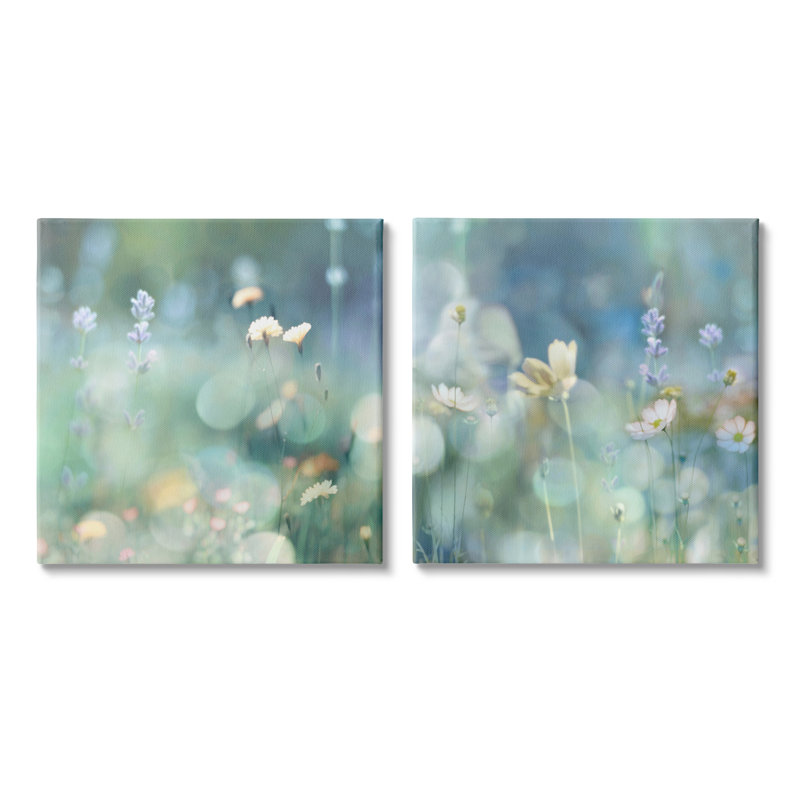 Sunlit Daisy Field par Kate Carrigan - ensemble de 2 reproductions sur toiles tendues, H 17 po x l 17 po x P 1,5 po
