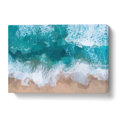 The Turquoise Ocean Upon the Beach in Abstract - Wrapped Canvas