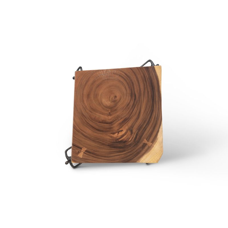 Atlas Rectangular Black and Brown Wood Metal End Table