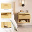 Floating Nightstands Set of 2 Wall-Mounted Bedside Tables Oak 40x34x29cm Fluted Drawer Open Shelf Soft-Close