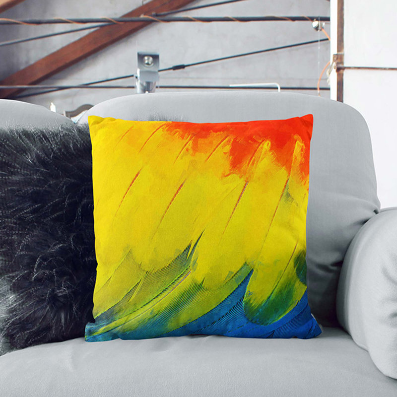 Feathers of the Parrot in Abstract Cushion with Filling, 40cm H x 40cm W x 15cm D, Stone