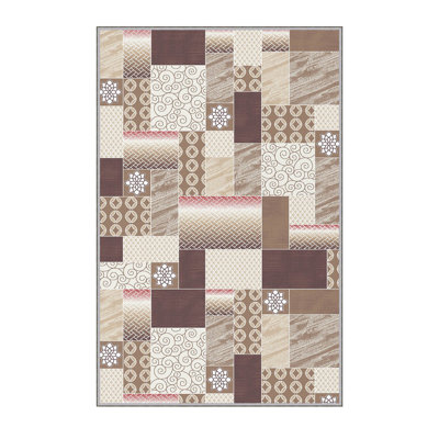 Premium Polyester Area Rug (5.2 x 7.5 ft), 100% Antibacterial, Non-Slip Underside, 0.3 in Pile Height | Machine Washable, 3D Digital Print, Durable Woven Carpet | Ideal for Living Room, Bedroom & Dining Spaces