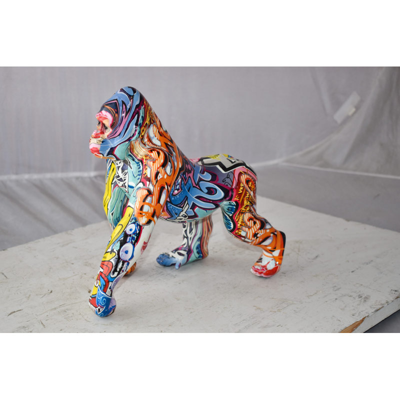 Statue Ezme graffiti peinte en résine moderne, taille: 6 po x 11 po x H 11 po