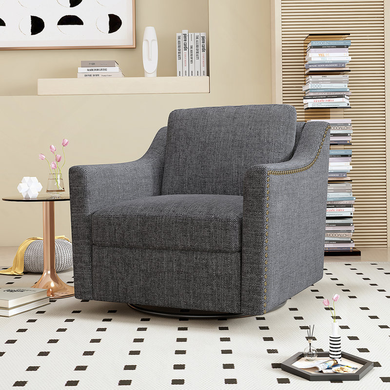 Fauteuil pivotant à 360 degrés, Lin de coton noir et gris