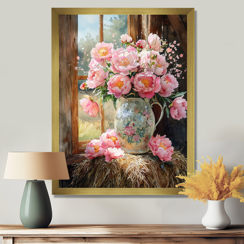 Humphrey - Art mural sur toile à motif floral, H 20 po x l 12 po, Picture Framed, Doré