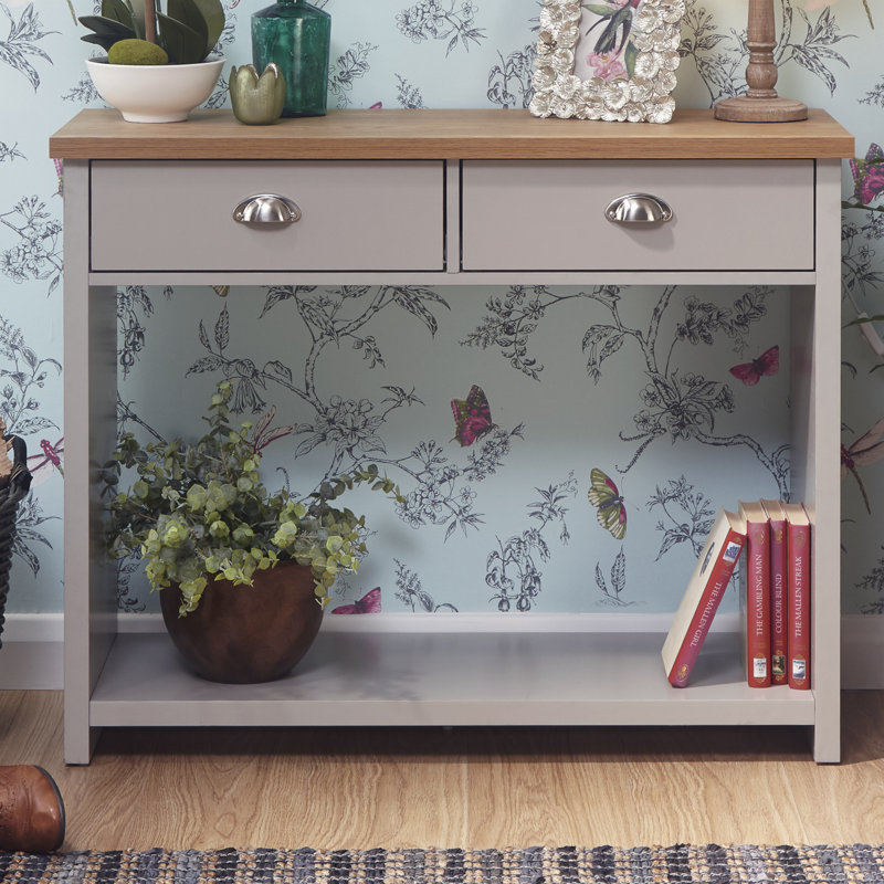 Kerry 97cm Console Table, Beige, Matt Grey