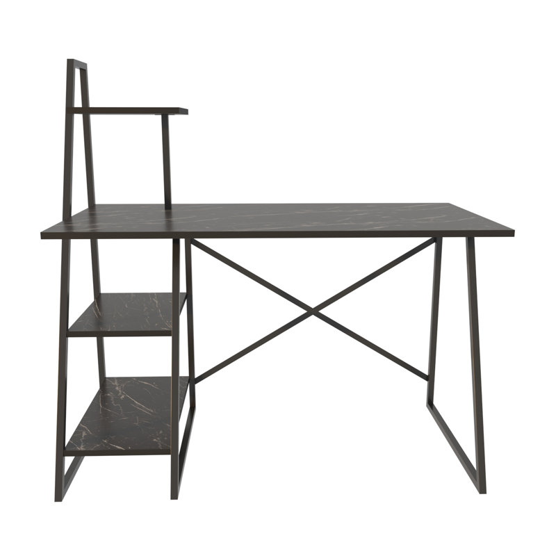 Andersontown 120cm W Rectangular Computer Desk, Black Marble Effect