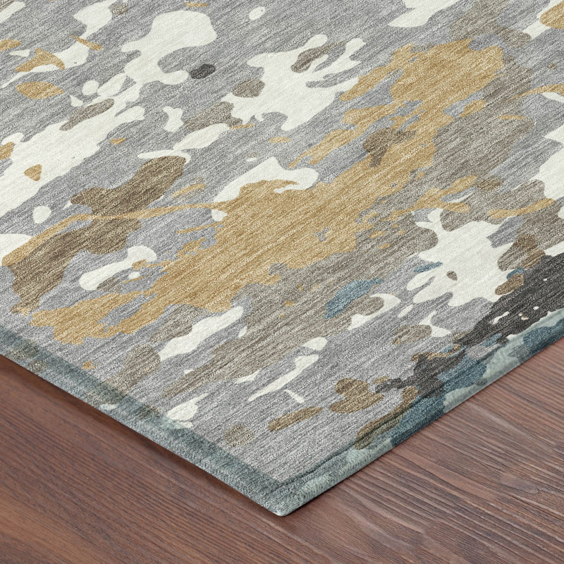 Machine Washable Indoor/Outdoor Chantille ACN2595 Abstract Rug, 1'8" x 2'6", Gray