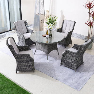 Round Outdoor Dining Set With Cushions by Red Barrel Studio