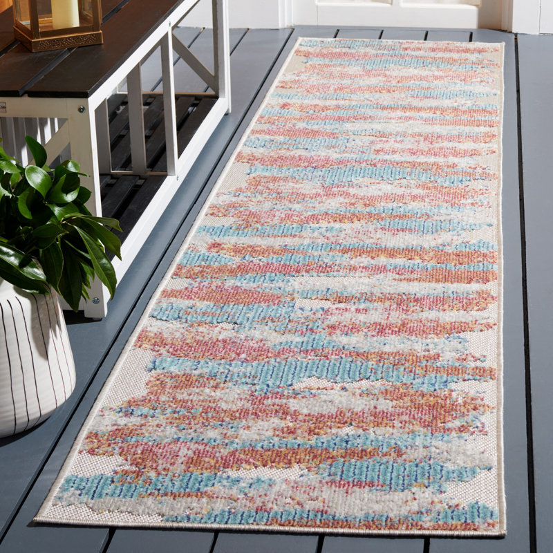 Tapis intérieur / extérieur abstrait Clerkin Performance, Tapis de couloir 2 pi 2 po x 9 pi