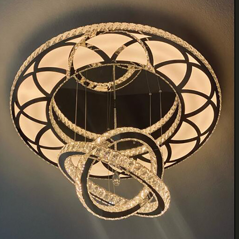 Luminaire 32 '' à DEL moderne en cristal à fleur à intensité variable 3000-6000K