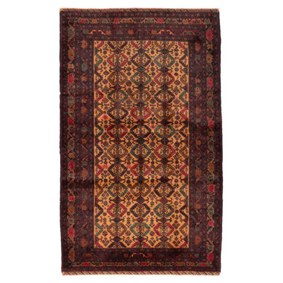 Tapis brun clair Teimani 3 pi 11 po x 6 pi 8 po