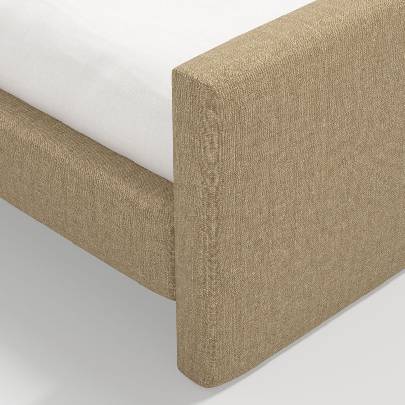 Upholstered Bed, Full, Relaxed Burlap Linen