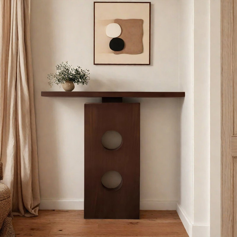 Table d'entrée en pin massif Wabi-Sabi, Noyer, H 33,5 po x l 47,2 po x P 9,8 po