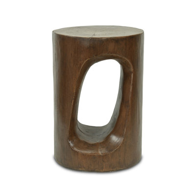 20" Brown Faux Stone Round Tree Stump End Table