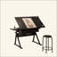 Bureau de dessin réglable avec 2 tiroirs pour bureau à domicile et école avec tabouret