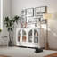 Buffet en verre arqué, 2 tiroirs et 4 portes en verre, armoire de présentation avec tablettes réglables, armoire de cuisine moderne pour le vestibule du salon