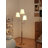 Medieval-style metal fabric wooden floor lamp