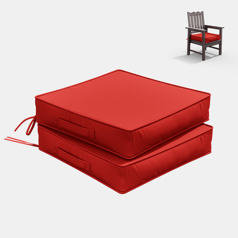 Wynee Outdoor 4” Seat Cushions And 19”X19” Outdoor Cushions Dining Seat Cushions , Red