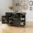 48.1-Inch Black Kitchen Island With Folding Tabletop And Outlet, 5 Wheels For Mobility, Built-In Storage Shelves With 5 Side Shelves, Multi-Functional Kitchen Storage Trolley (Stool Not Included)-2055361389