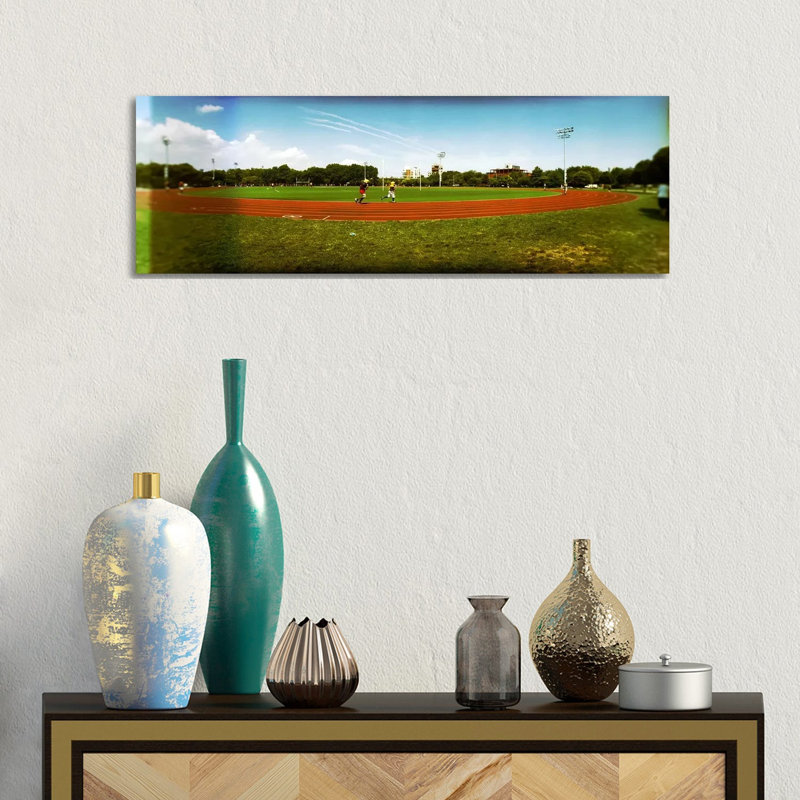 People Jogging in a Public Park, Mccarren Park, Greenpoint, Brooklyn, New York City, New York State, USA 1 Piece Wrapped Canvas Panoramic Wall Art