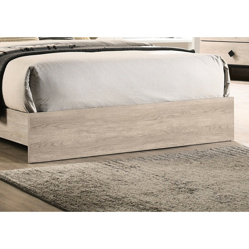 Grand lit moderne, finition crème, tête de lit tapissier gris, tête de lit classique, Cream/Gray