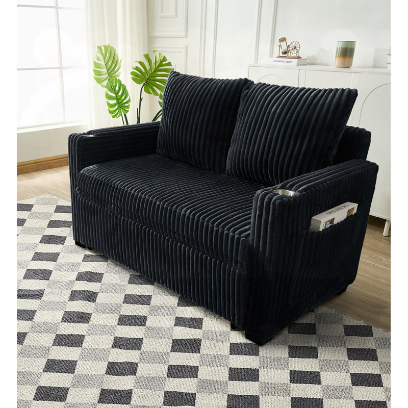 Sleeper Sofa Couch w/Pull Out Bed, Black