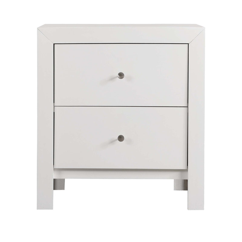 Table de chevet transitionnelle élégante, Blanc