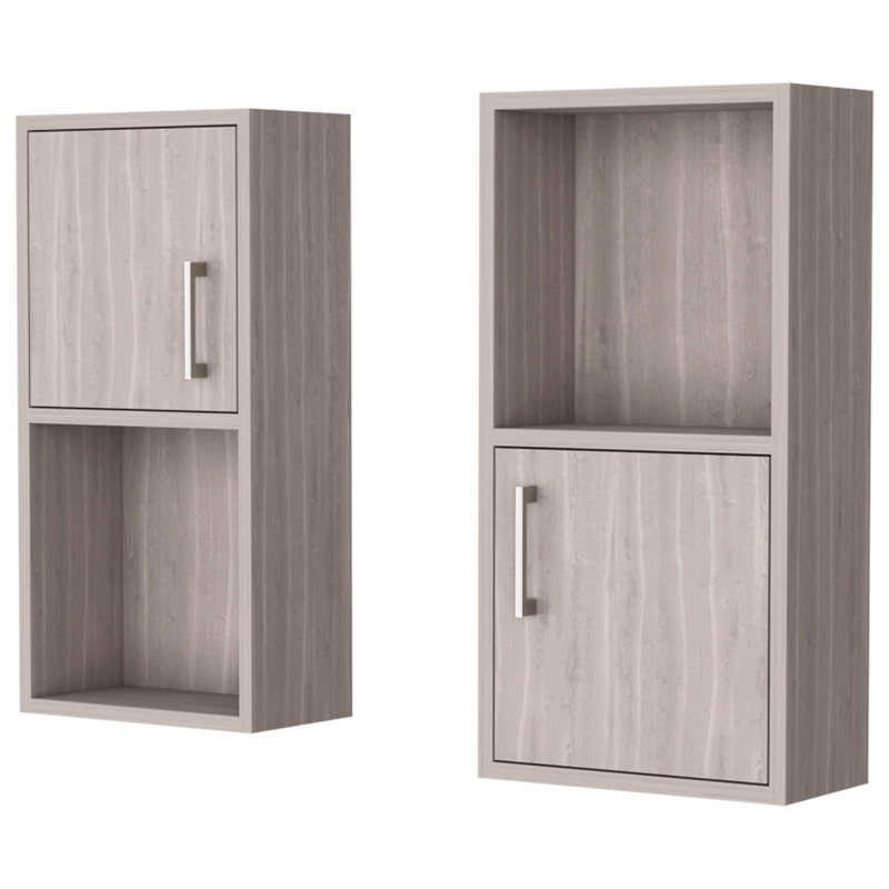 Armoire de salle de bain murale en chêne blanc avec tablette ouverte - Unité de rangement contemporaine Solution fonctionnelle
